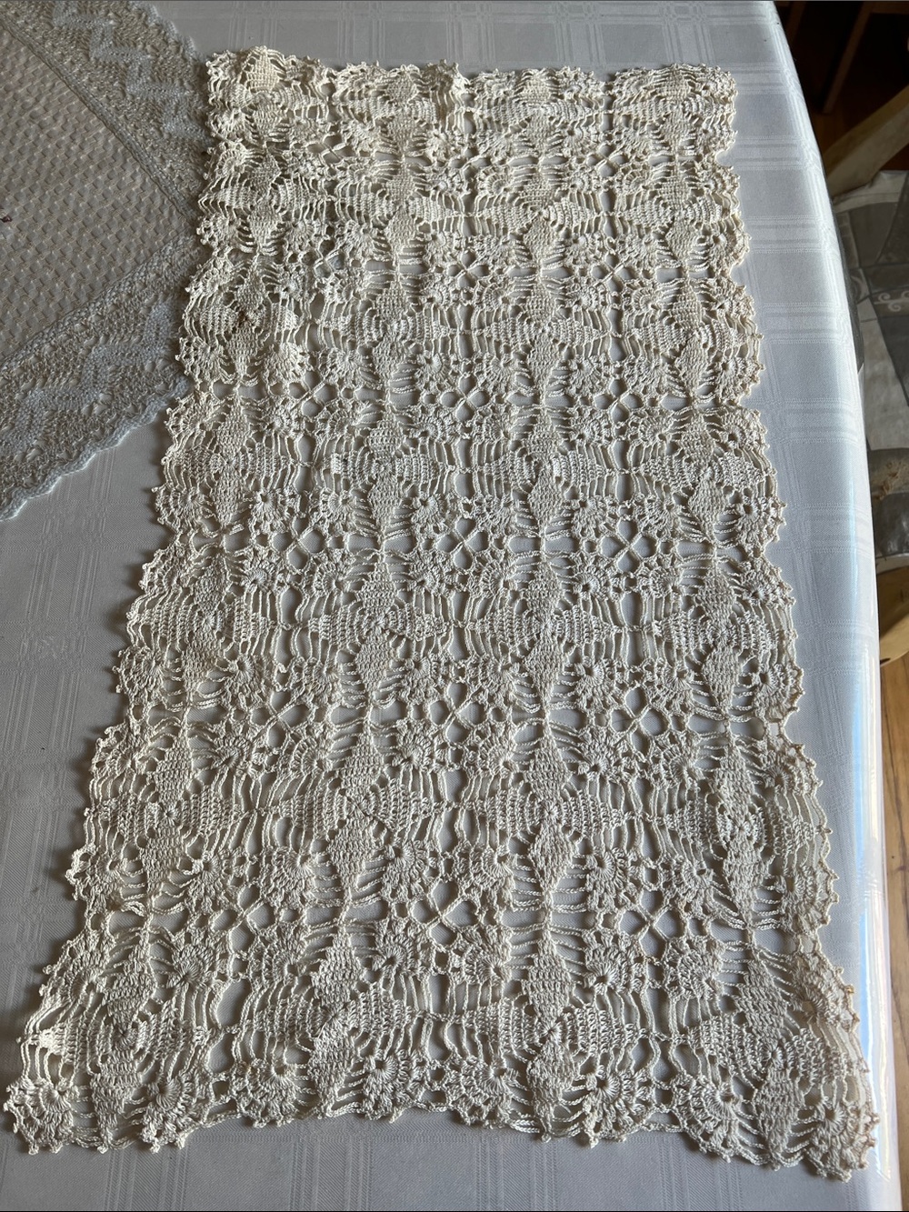 Hand crocheted table doily